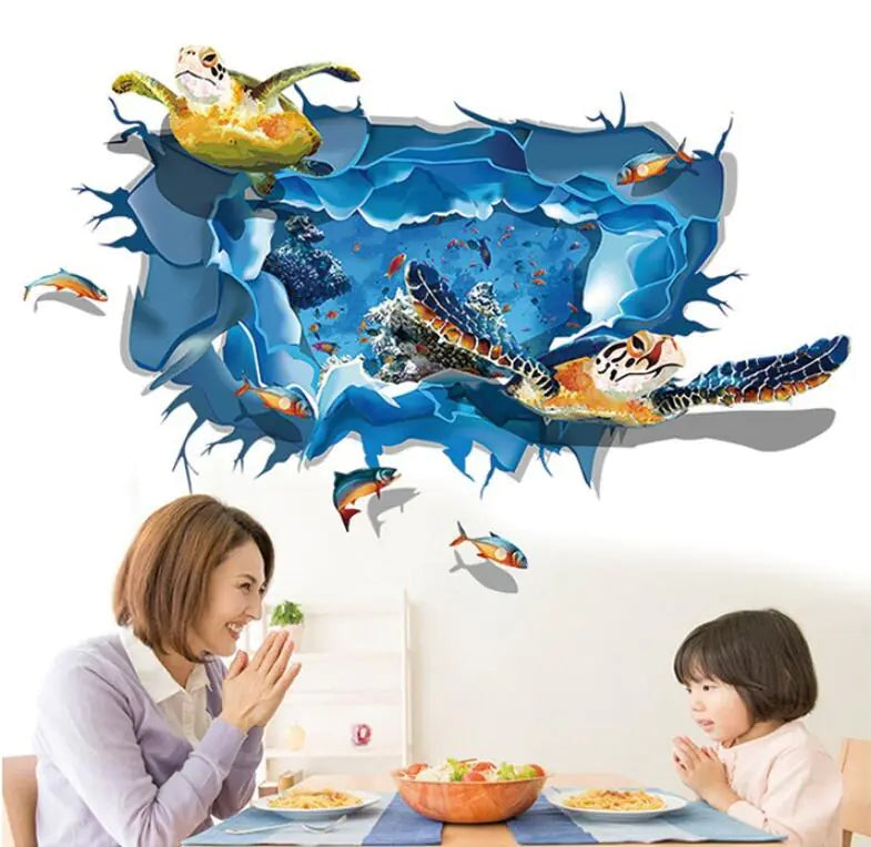 3D Turtle Theme Removable PVC Wall Stickers DLX0953