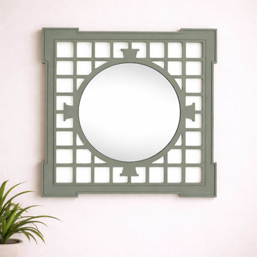 Geometric Lattice Frame Wall Mirror 23.5"SQ