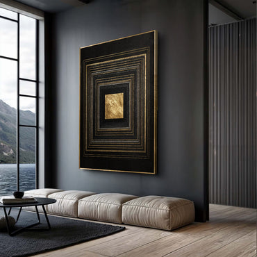 Gold Pulse on Black Wall Art