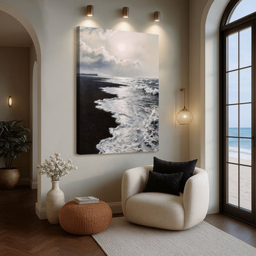 Monochrome Wave Abstract Wall Art