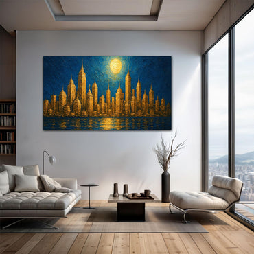Impasto Golden Skyline Wall Art