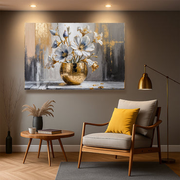 Gilded Magnolia Bloom Abstract Art