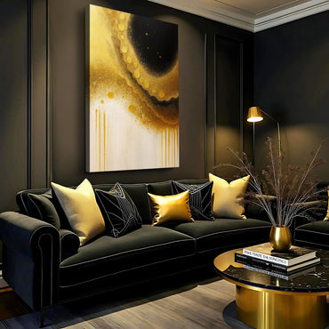Gilded Noir Abstraction Wall Art