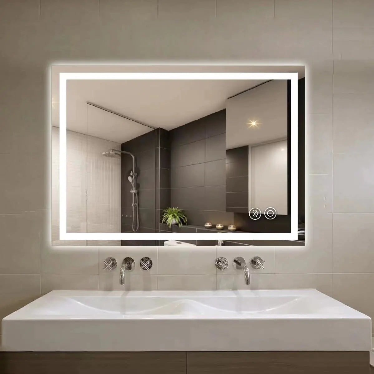 Panana LED Bathroom Mirror 32x40 inch with Lights Adjustable 3000K/4500K/6000K Lights Smart LED Vanity Mirror Wall Mounted Anti-Fog Dimmable Front Lighted Makeup Mirror (32 x 40)