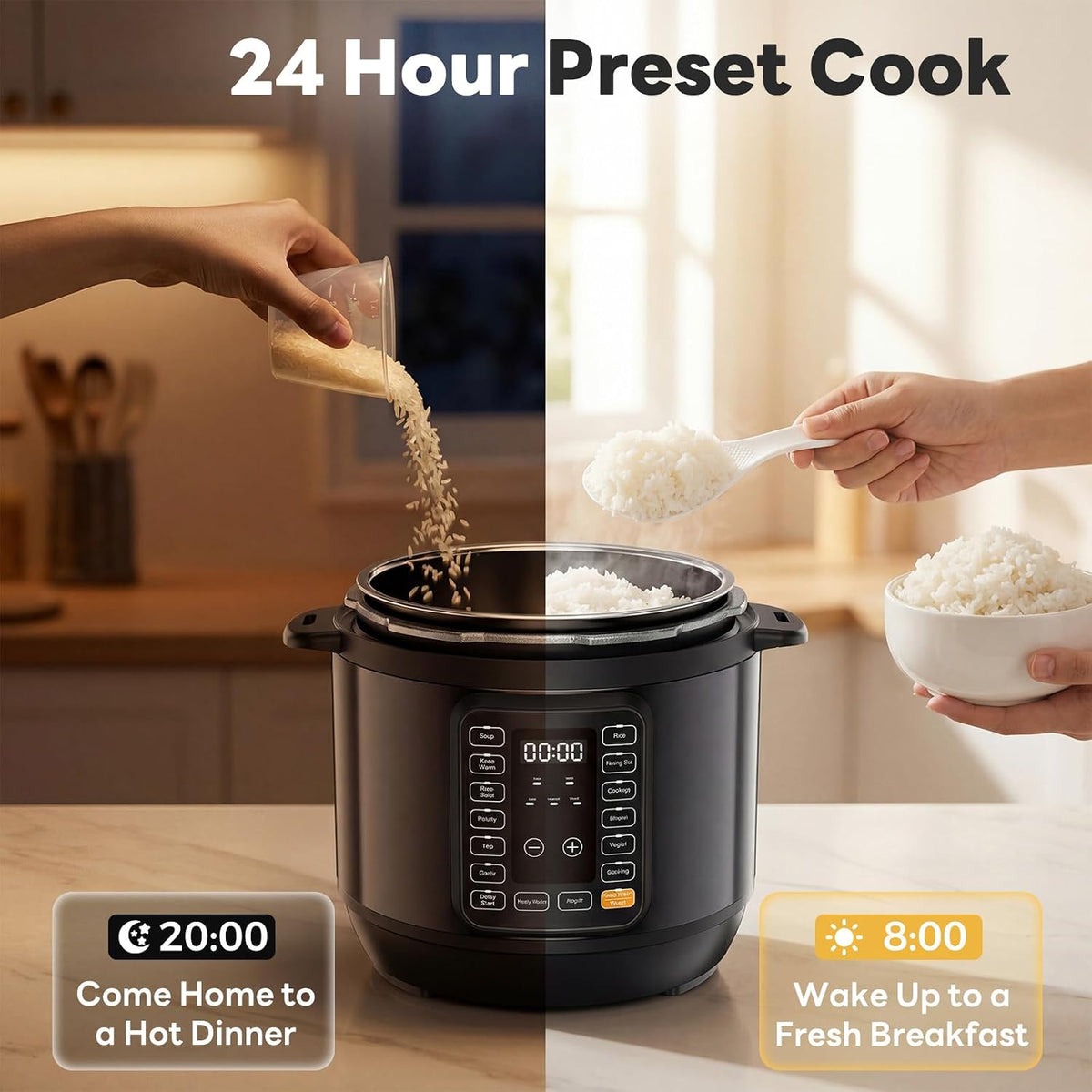 16-in-1 Electric Pressure Cooker, 6QT Programmable Multi Cooker with 12 One-Touch Presets, Soup Steam Yogurt and More, Ceramic Inner Pot Delay Start & Keep Warm, Includes Recipe Guide, Black