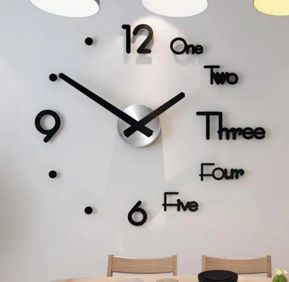 3D Wall Clock DIY Decorative Mirror Clock 50CM