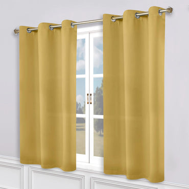 Superior Blackout Curtains Room Darkening Bedroom Drapes Kitchen Living Room Window Accents Sun Blocking Thermal 2 Pack Solid Blackout Curtains Set of 2 52" x 72" Yellow Mustard
