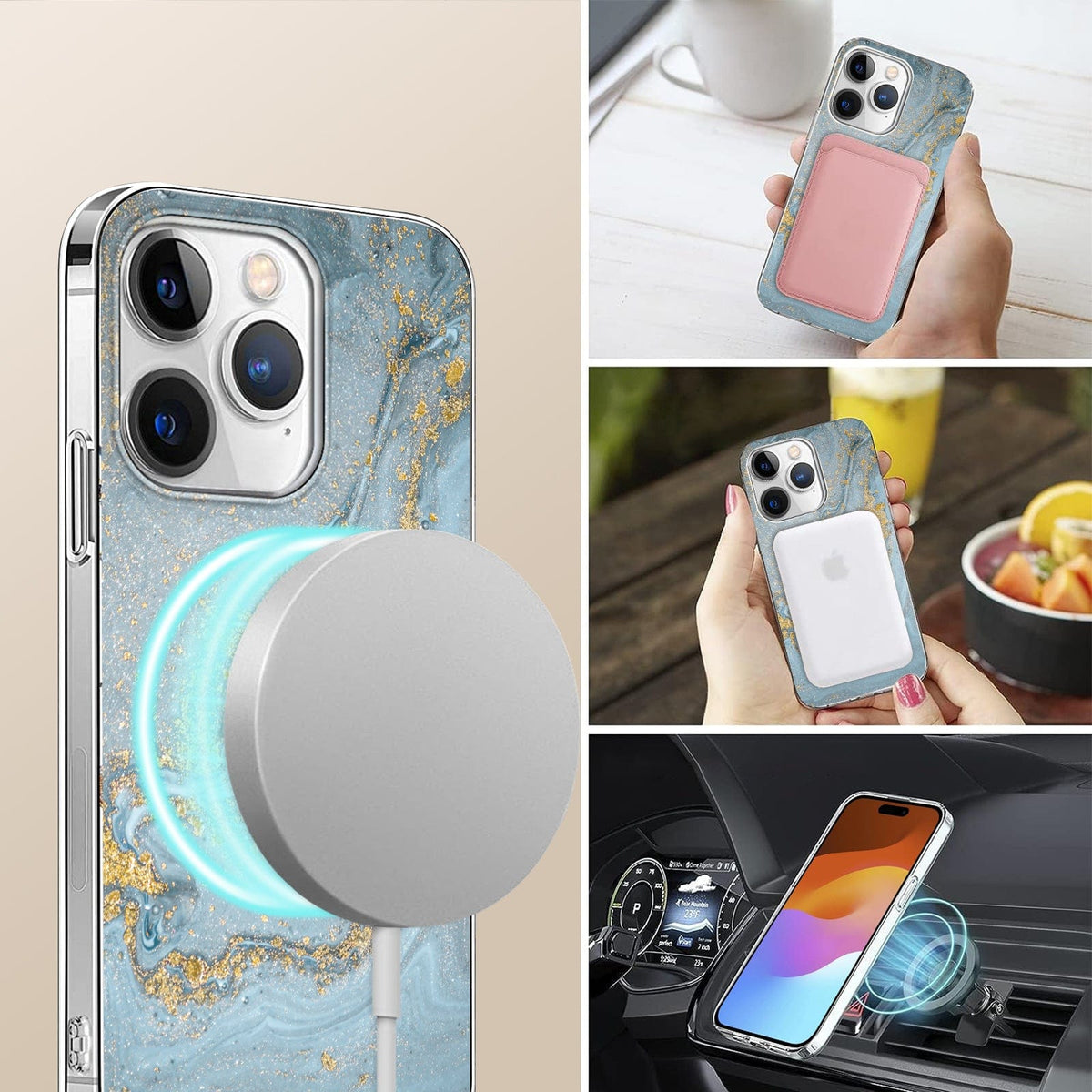 iPhone 15 Pro Max Blue Marble Case - Elegant Protection | Inspire Series