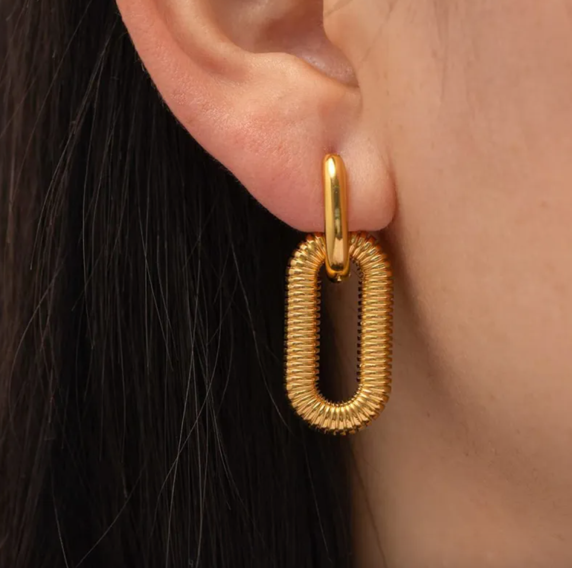Fashion Diamond Thick Earrings Exquisite Cuban Link Chain Pendant Earrings