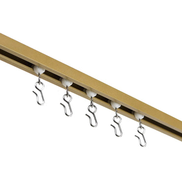 EverTrack Curtain Track - Ceiling Mounted Curtain Rail for Curtains Drapes and Room Dividers - USA Made - Large (20 Feet) Satin Brass