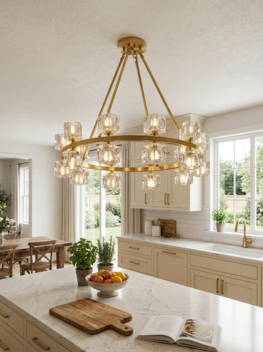 Golden Prism Crystal Chandelier