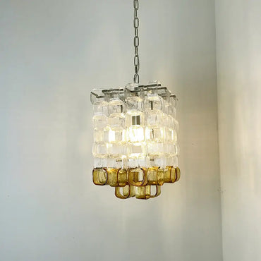 Amber Iceblock Glass Chandelier
