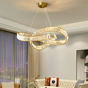 Round Gold Crystal Ring Chandelier