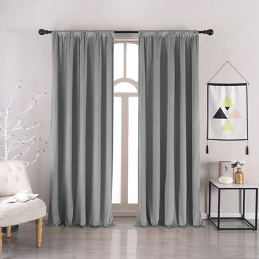 nanbowang Grey Velvet Curtains - 42 Inches Width 63 Inches Long Soft Curtains Rod Pocket Thermal Insulated Curtains Window Treatment for Bedroom 2 Panels