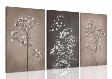 TBKHUDBI Botanical Canvas Wall Art Vintage Plant Floral Poster Prints Minimalist Boho Painting Pictures Neutral Rustic Farmhouse Decor Set of 3 for Living Room Bedroom Kitchen 12"x16" Framed