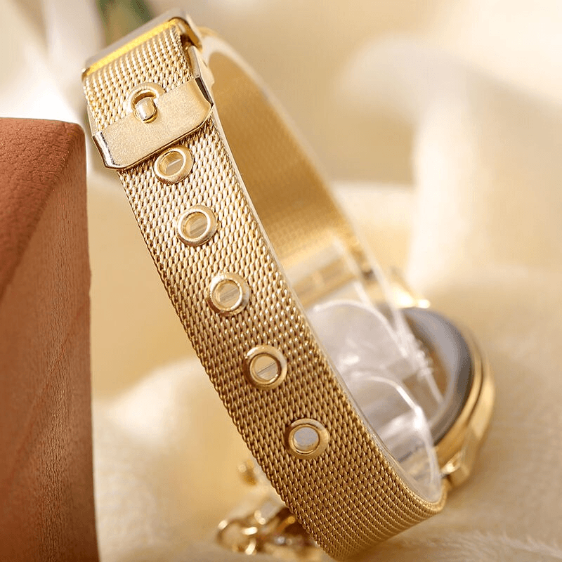 STEVVEX Gold Watch Brand Quartz Women Rose Gold Stainless Steel Mesh Belt Ladies Wristwatch Female Clock Owl (Gold) For Women and Girls