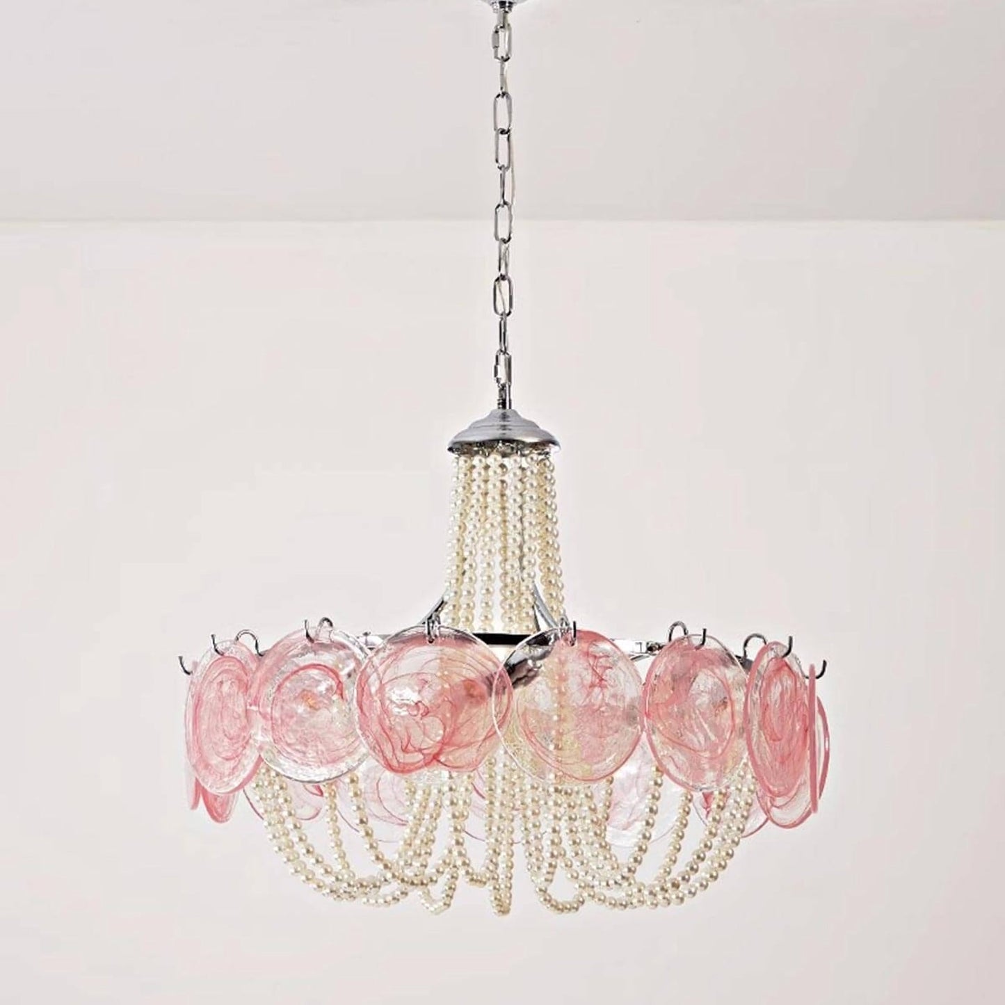 Murano Pink Radiance Disc Chandelier