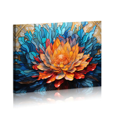 FUNHUA Flower Wall Art Stained Glass Art Bathroom Floral Canvas Print for Living Room Bedroom Wall Painting Decoration Modern Artwork Framed Ready to Hang 12x16 Inches