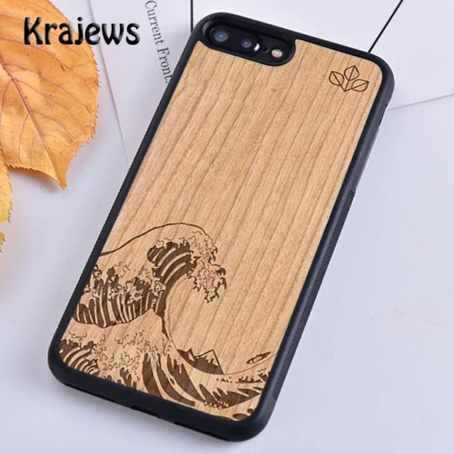Krajews Natural Bamboo Wood Soft Phone Case Cover For iPhone 16 15 SE2020 14 6 7 8 plus 11 12 13 pro max Plus coque Fundas