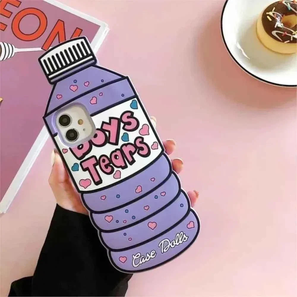 For iPhone 16 promax 15 14 Pro Max 13 12 11 7 8 Plus 6 6s SE 3D Cartoon Water Bottle Phone Case Soft Silicone Cover