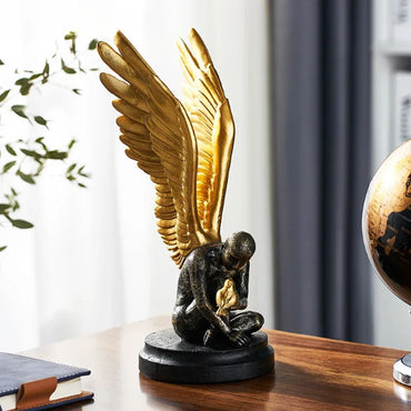 Angel Wings Model Statue Golden Silver Resin Creative Modern Abstract Sculpture Home Decor Living Room Decoration Office Decor
