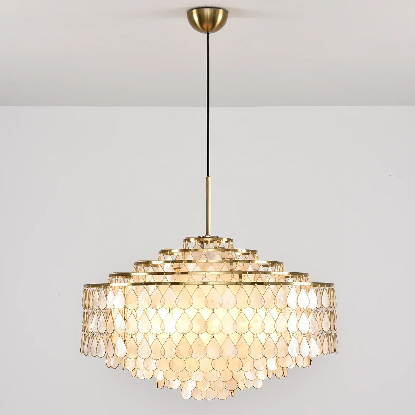 Tiered Capiz Shell Glow Chandelier