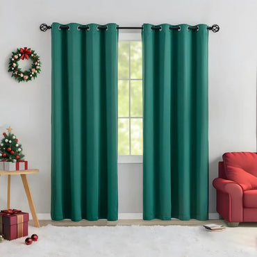 MANGATA CASA Green Blackout Curtains 2 Panels for Bedroom-Window Grommets Curtain Panel for Living Room-Darkening Thermal Drapes (Xmas Green 52x96inch)