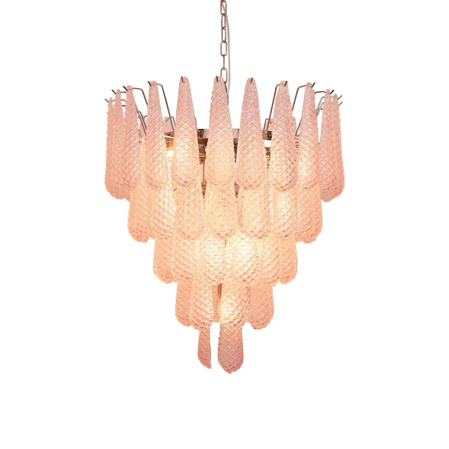 Petal‑Drop Pink Murano Chandelier
