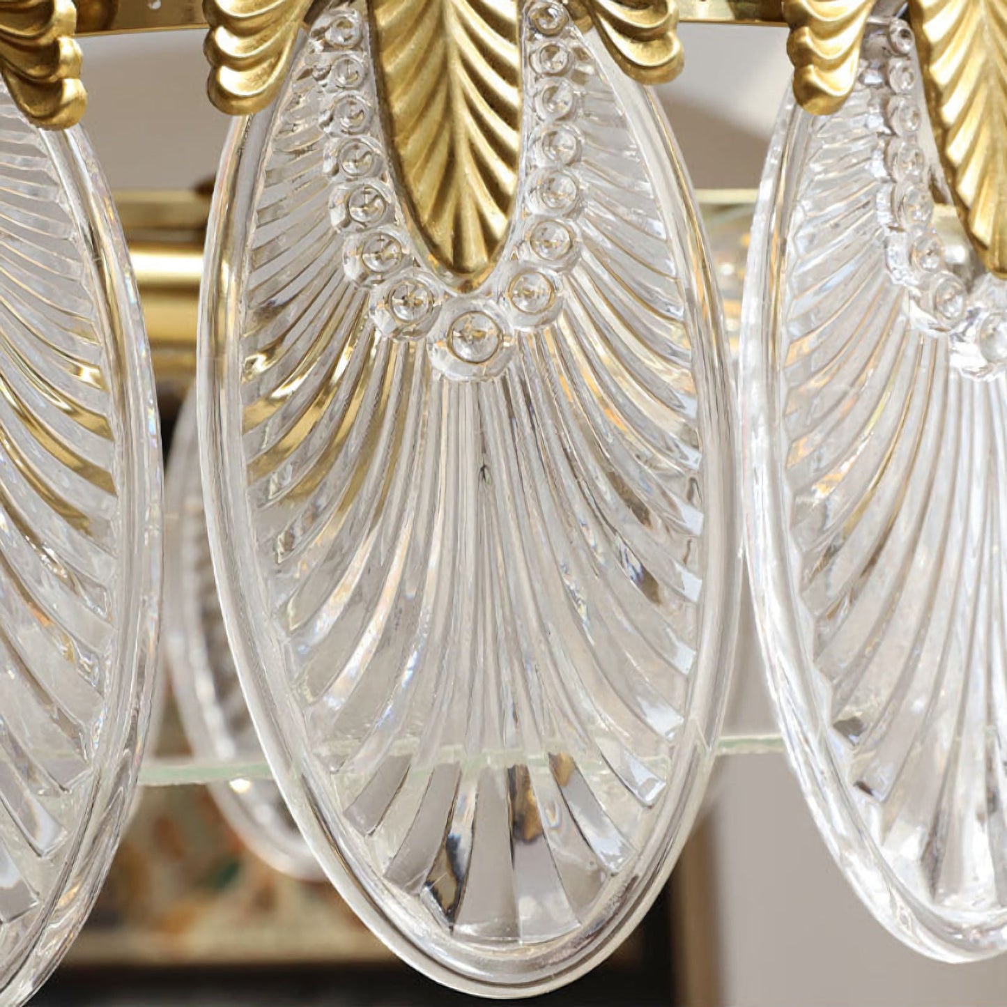 Circular Leaf Glass Chandelier