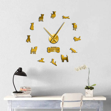 Large 3D Acrylic Dog Wall Clock for Living Room