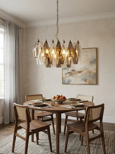 Smoked Poliedri Murano Glass Chandelier