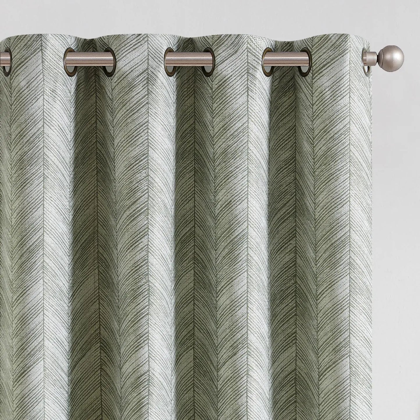jinchan Sage Green Printed Curtains 96 Inch Length for Living Room Grommet Jacquard Curtains with Herringbone Pattern Green and White Modern Room Darkening Drapes Bedroom Window Curtain Set 2 Panels