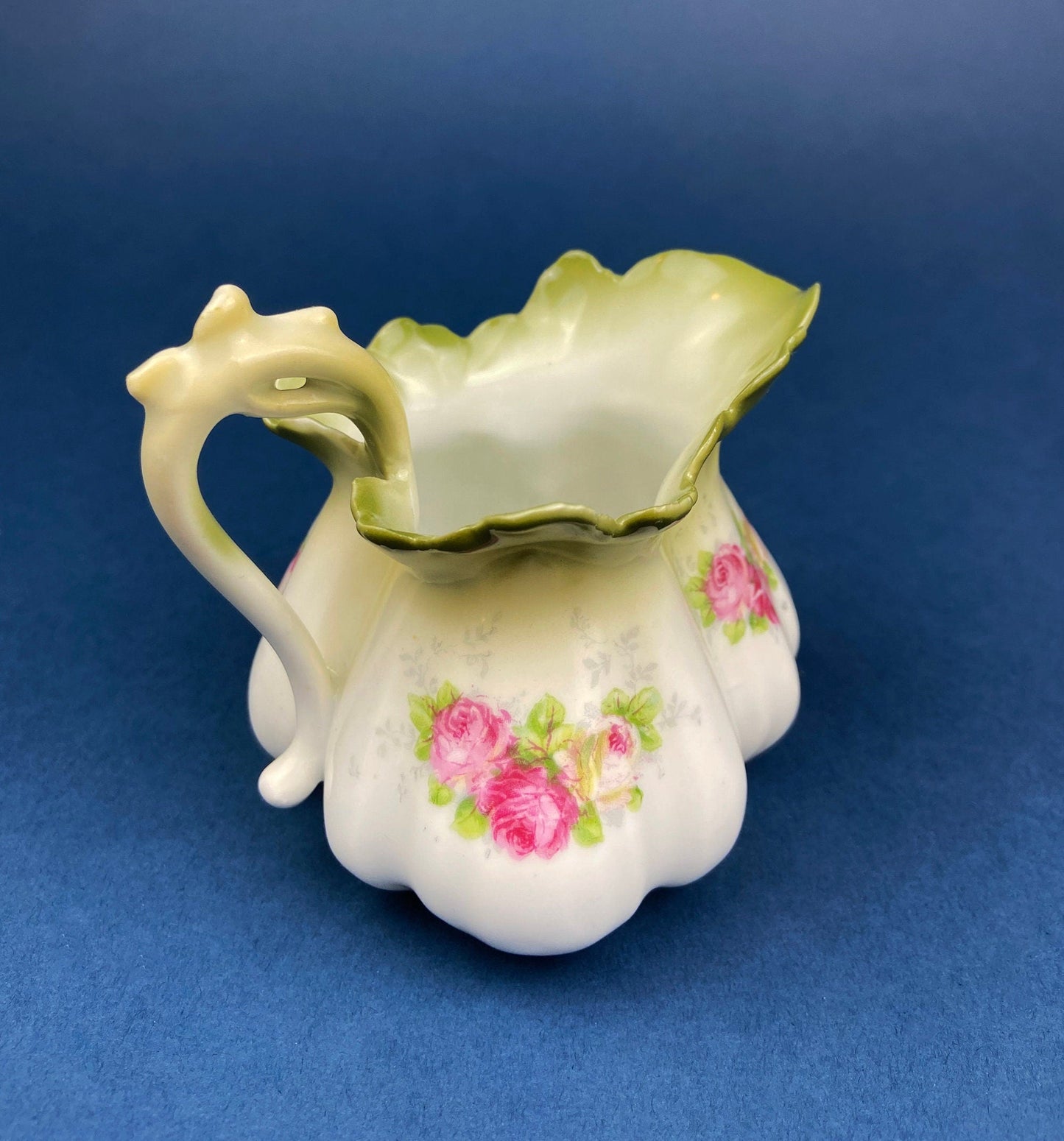Antique Porcelain Pitcher Creamer Jug Shaped like Tomato Pumpkin. Bavaria Royal Bayreuth Porcelain. Modern Farmhouse. Dining Room Decor.