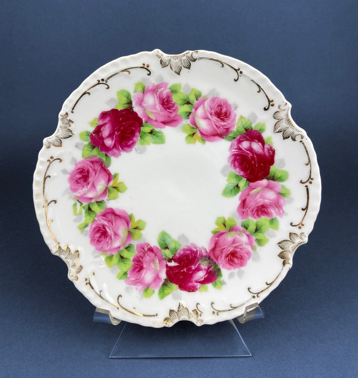 Royal Austria Decorative Plate: Hand-Painted Tea Roses, Fine Bone China