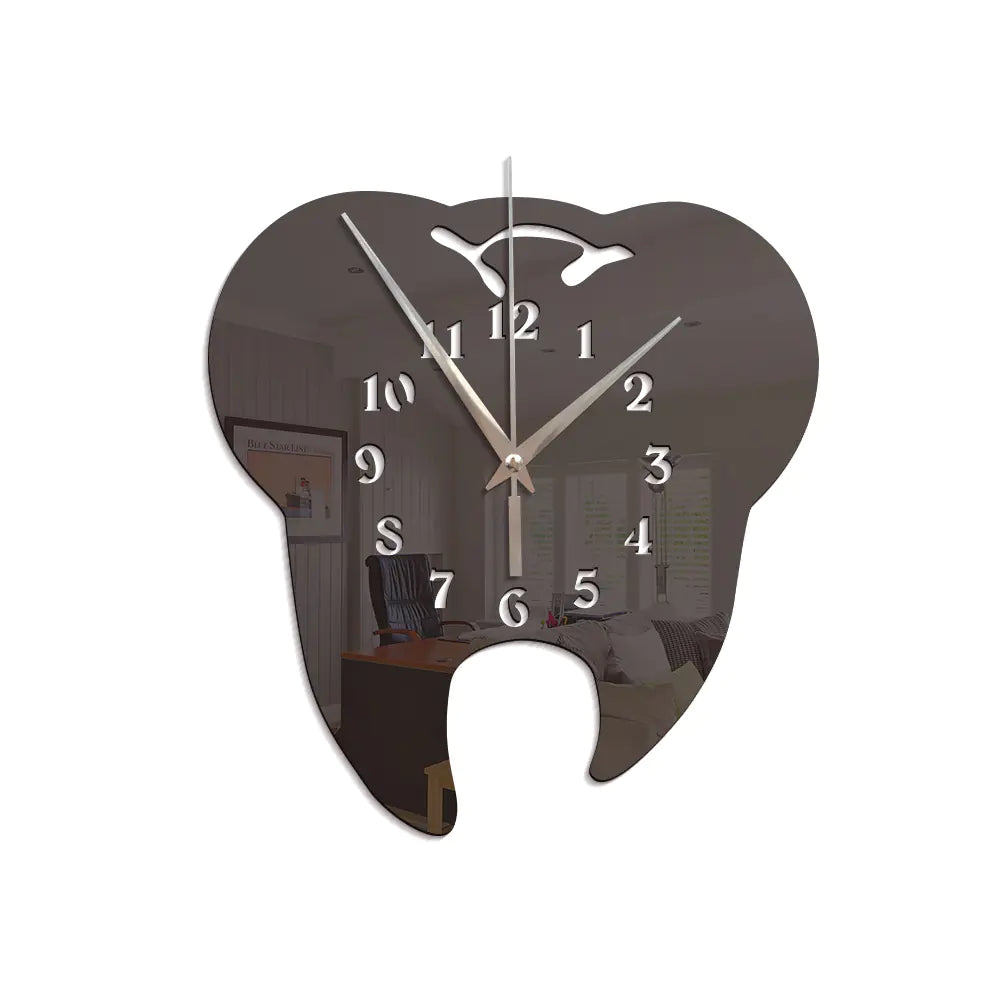 3D Acrylic Tooth-Shaped Wall Clock for Dental Decor