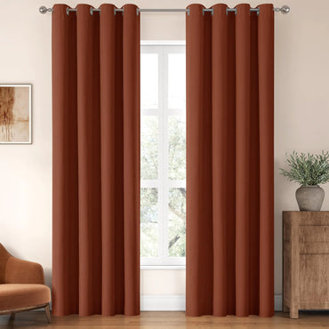 ChrisDowa Terracotta Rust Colored Blackout Curtain Panles 84 Inches Long for Bedroom Boho Fall Curtains for Living Room Thermal Insulated Room Darkening Farmhouse Vintage Black Out Curtains 52x84