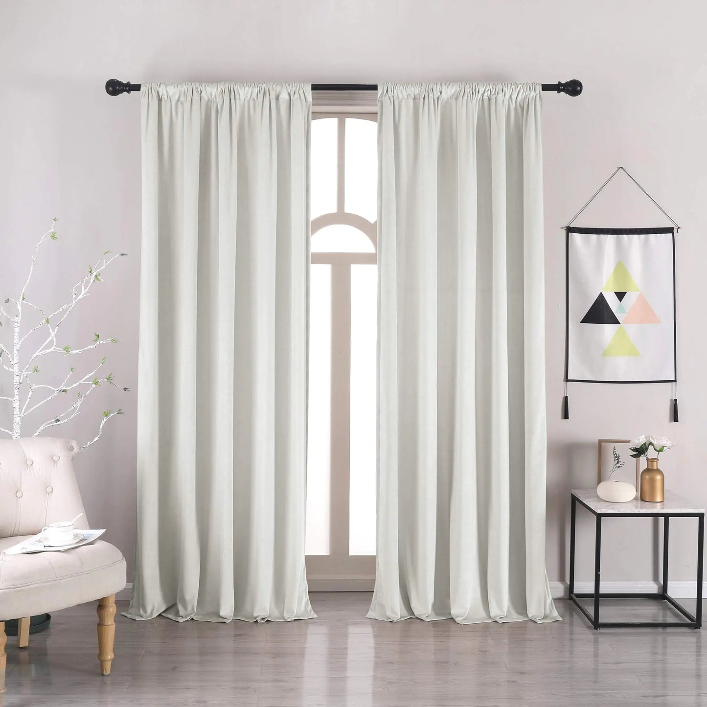 nanbowang Bleach White Velvet Curtains - 96 Inches Long Soft Curtains Rod Pocket Thermal Insulated Curtains Window Treatment for Bedroom Light Filtering Curtains 2 Panels