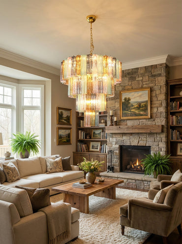 Multi‑Tier Stained Glass Chandelier