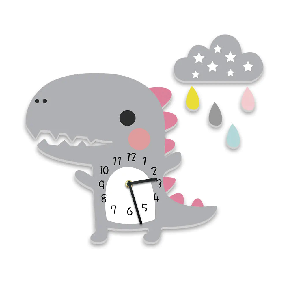 Dinosaur 3D Wall Clock for Kids' Room and Nursery