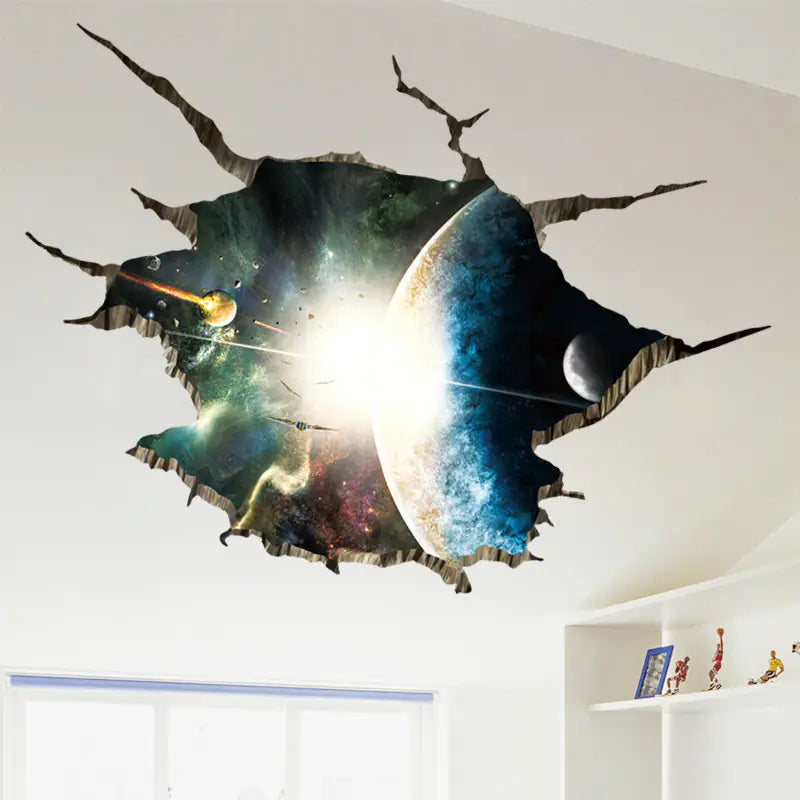 3D Space Planet Floor Wall Stickers for Home Decor