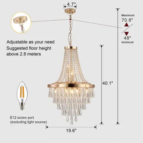 Opulent Golden Crystal Chandelier