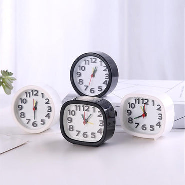 Square Round Small Alarm Clock Snooze Silent Sweeping Wake Up Table Clock Travel Alarm Clock Analog Small Simple Battery Operated Clock Non Ticking Alarm Clock Snooze Light Functions Bedside Table Clock Battery Powered Compact Portable Travel Alarm Clock