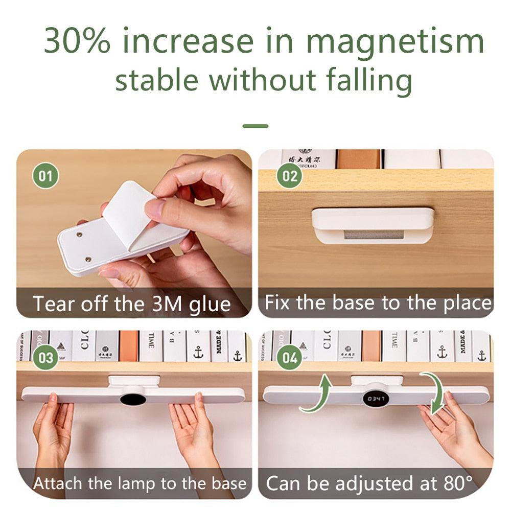 Table Lamp Table Clock USB Lamp Magnetic Led Desk Lamp Study Office Light Rechargeable Bedroom Bedside Children Lamp Decorative Table Lamp Cute Study Lamps for Bedroom Décor