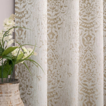 Mrs.Naturall Taupe 52x72 Inches Long Damask Pattern Curtains for Living Room