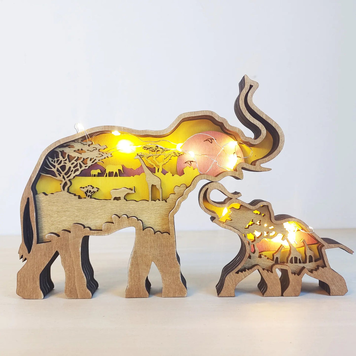Wooden 3D Animal Carving Christmas Wall Decor