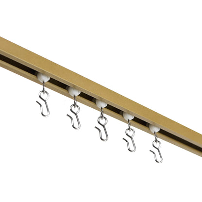 EverTrack Curtain Track - Ceiling Mounted Curtain Rail for Curtains Drapes and Room Dividers - USA Made - Large (20 Feet) Satin Brass