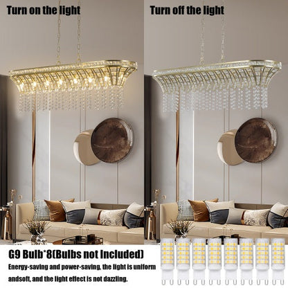 Modern Champagne Gold Kitchen Island Lamp - Oval Crystal Ceiling Chandelier Unavailable Platform- Temu