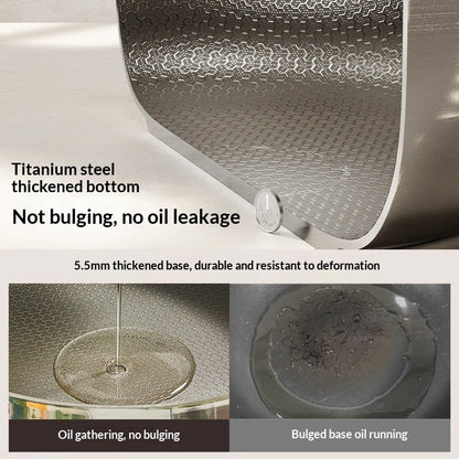 Home-use Flat-bottomed Genuine Titanium Non-stick Frying Panno Coating Required