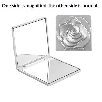 Portable Folding Mirror With Electroplated Rose Design