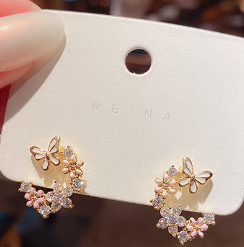 Petal Earrings, Pearl Studs, Colorful Drop Earrings